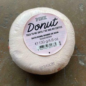 PINK ! VICTORIA'S SECRET DONUT TALK TO ME UNTIL I'VE HAD MY COFFEE BATH BOMB NEW